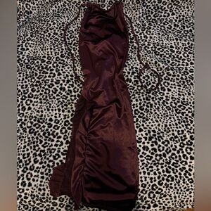Chic Backless Burgundy Dress